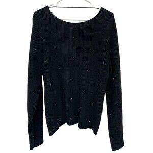 NWT HALOGEN | Black Embellished Sweater Cross Over Panel Back 1‎